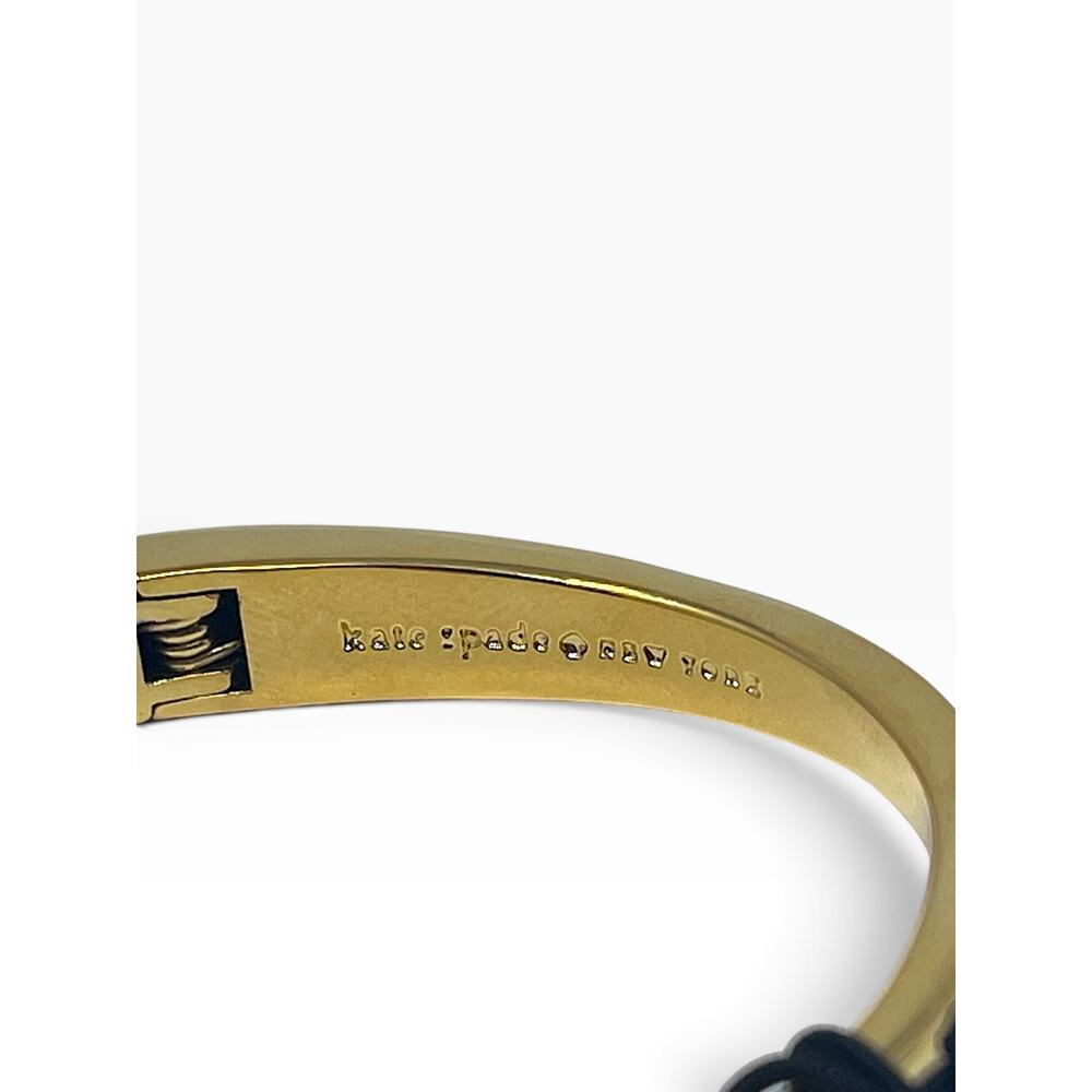 Kate Spade Spot the Spade Open Hinge Bangle Bracelet Gold Black NWT - Picture 4 of 9